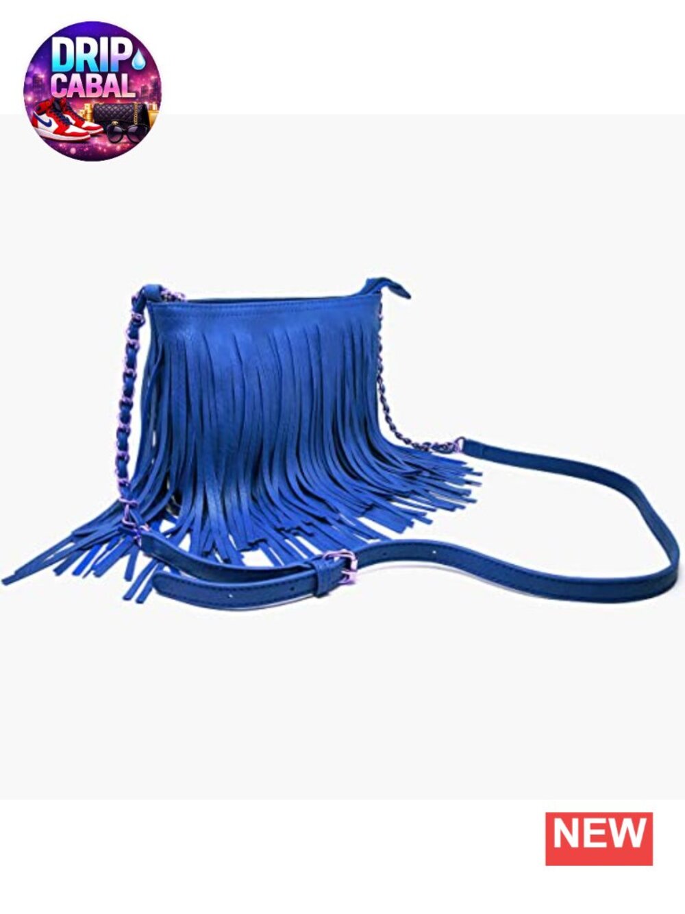 Fringe Crossbody Shoulder Bag with Tassel, Faux Suede Leather, Adjustable - Picture 3 of 6